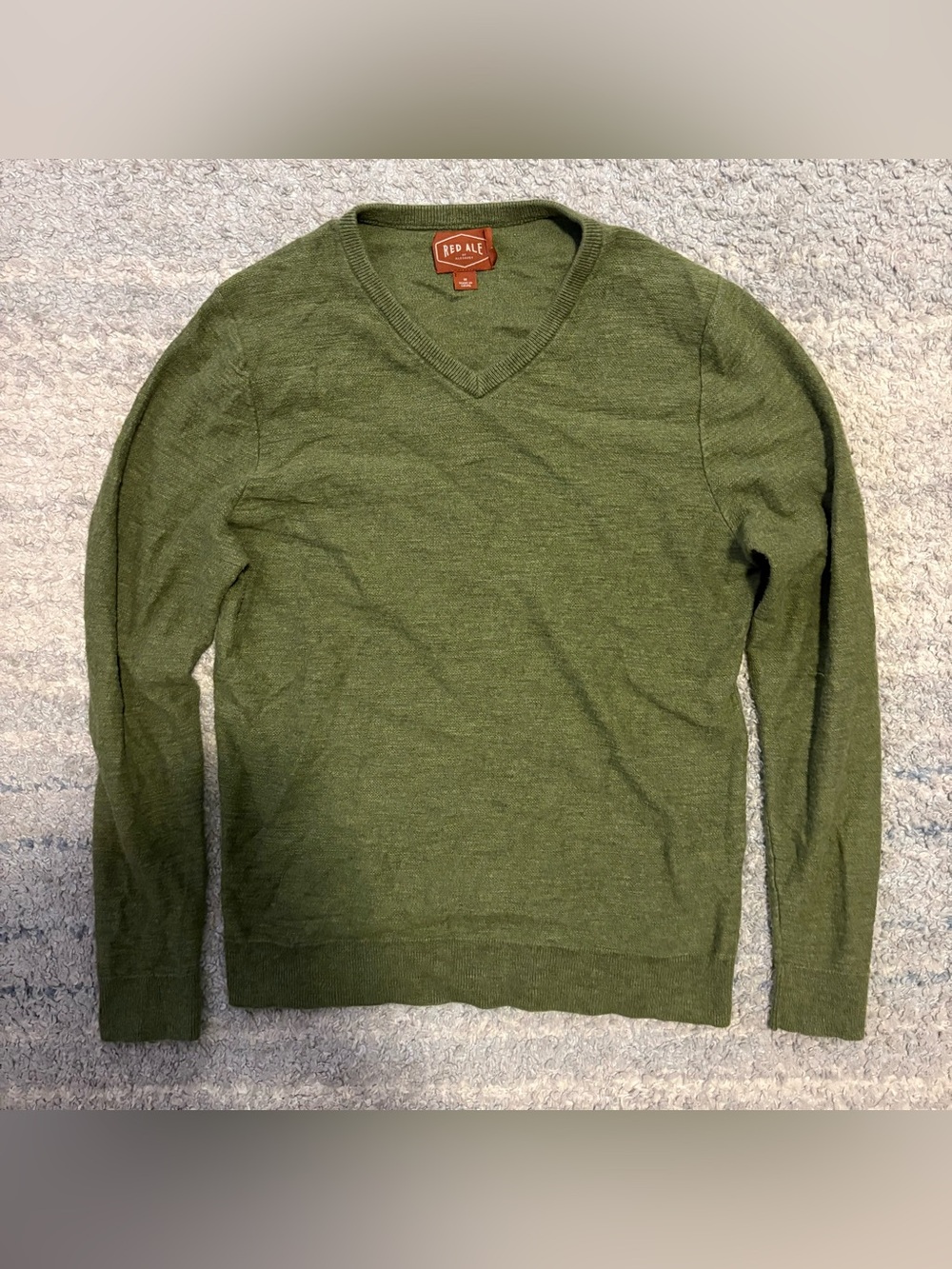 Red Ale by Alesbury Heathered Green V-Neck Pullover Sweater Medium